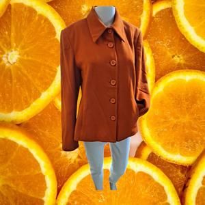 Louben Button Down Collared Orange Cardigan With‎ Pockets Size 8